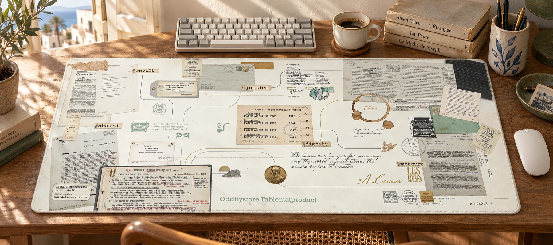 Camus: The Breath of Existence Desk Mat