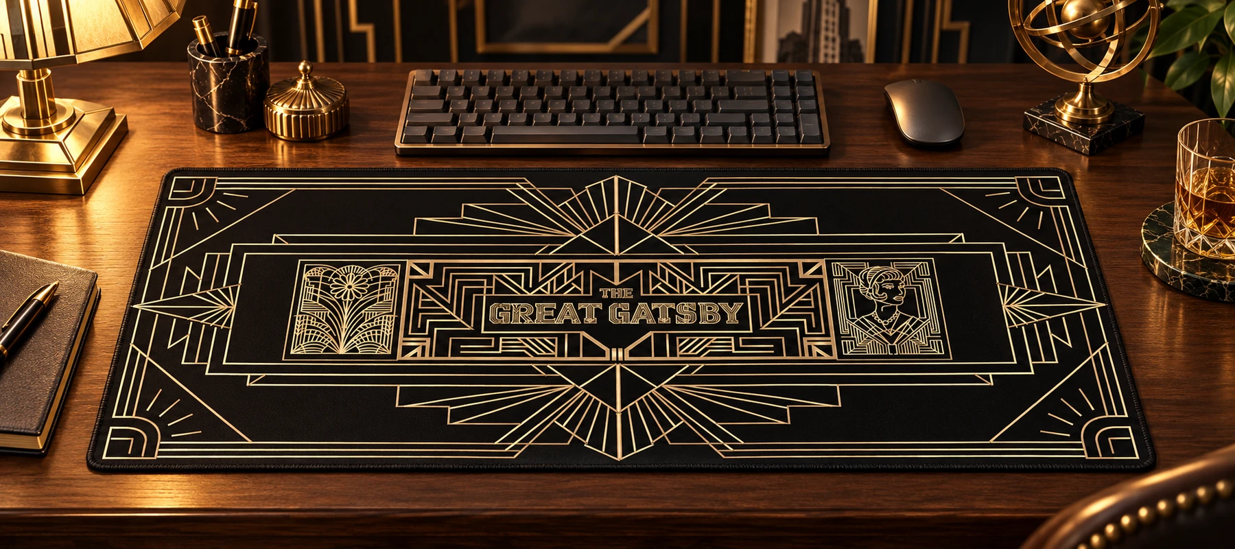 Gatsby's Golden Dream Desk Mat