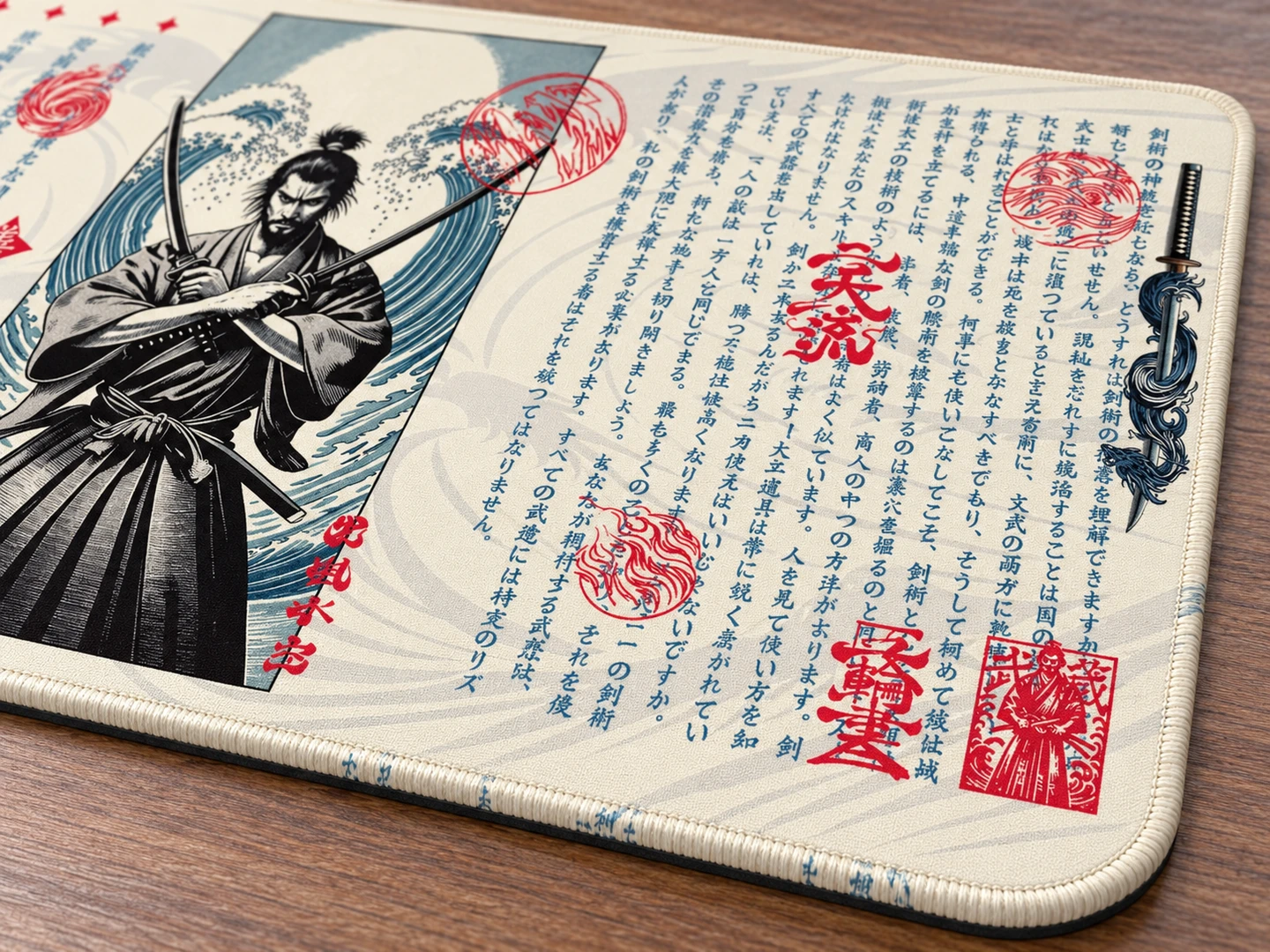二天一流桌垫 — 锁边细节