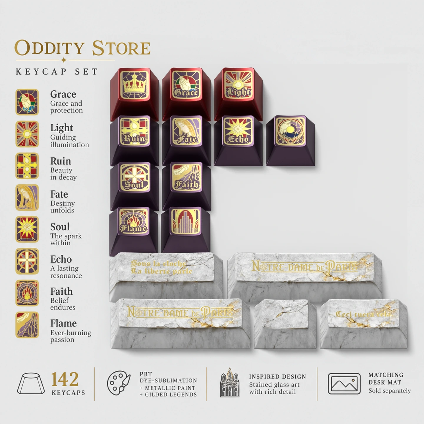 Notre-Dame Archive Keycap Set 5